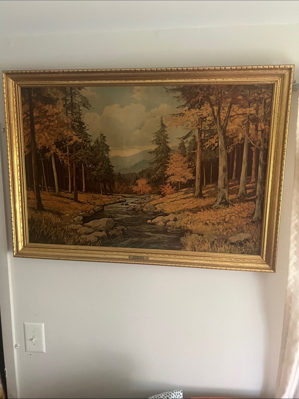 This artwork is a print "Autumn Morn" by the listed artist Alex Dzigurski.